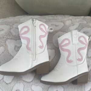 White and Pink Kids Boots